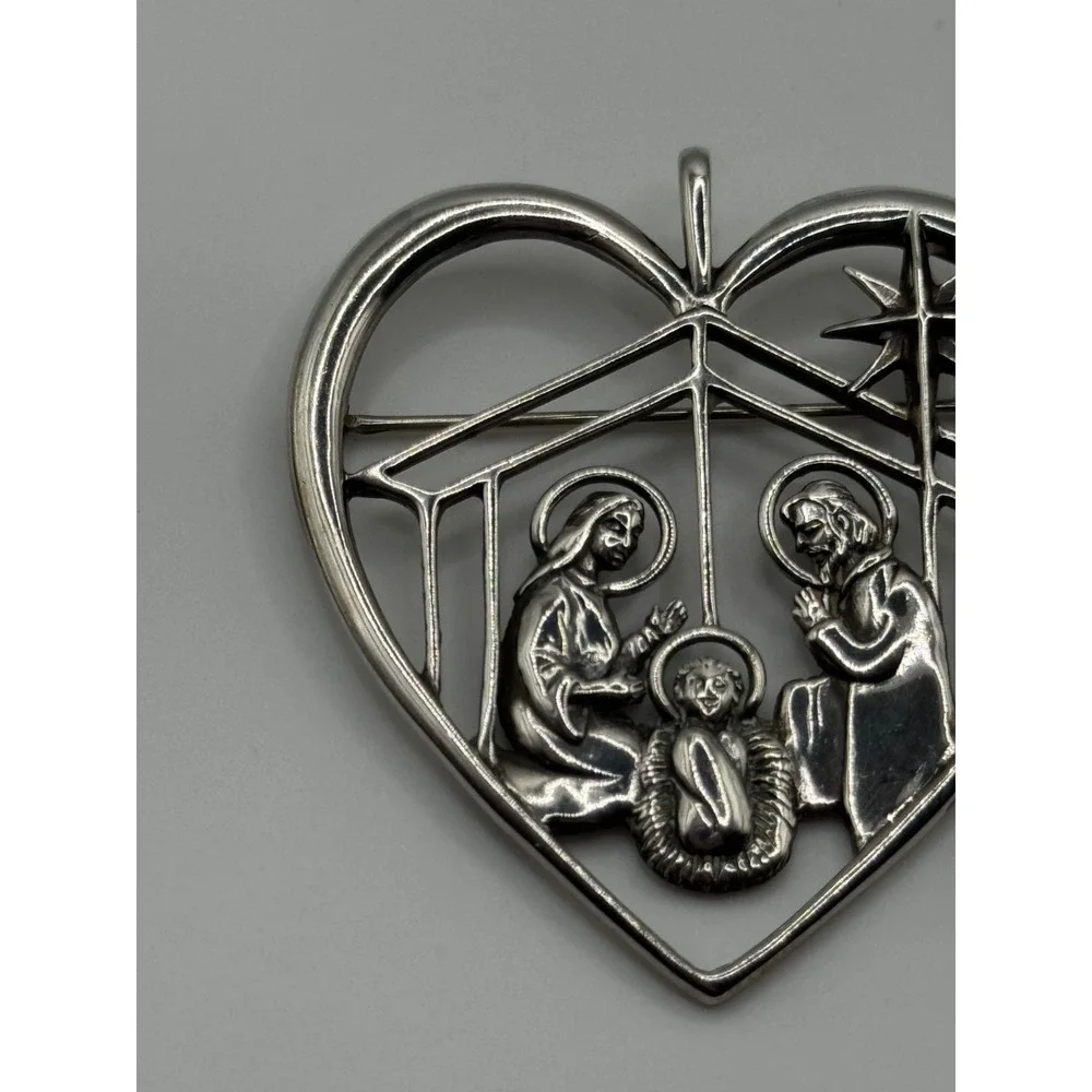 Hand & Hammer Peggy Hart Christmas Sterling Silver Nativity Brooch Pendant